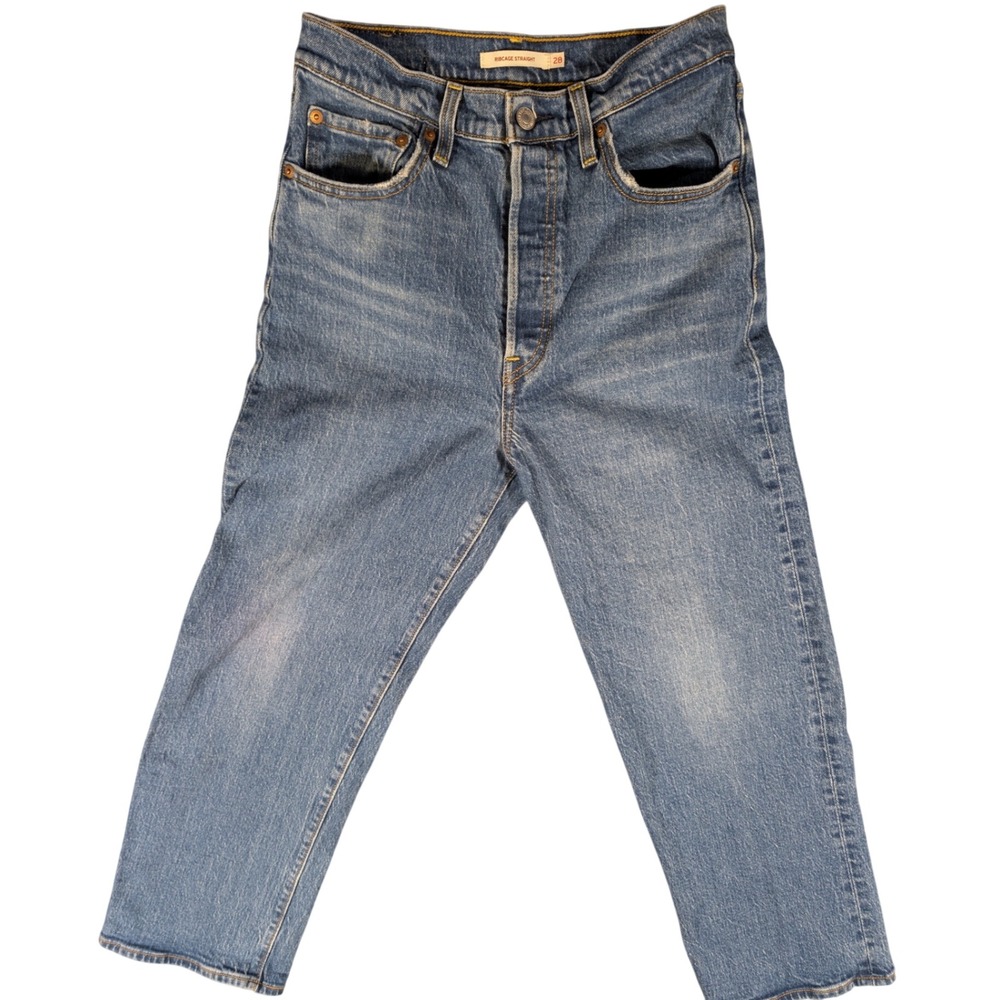 Levi's Womens‎ Ribcage Straight Ankle Blue Denim Jeans Size 28